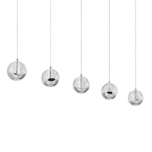Elettra Glass & Stainless Orb 5 Light LED Linear Pendant